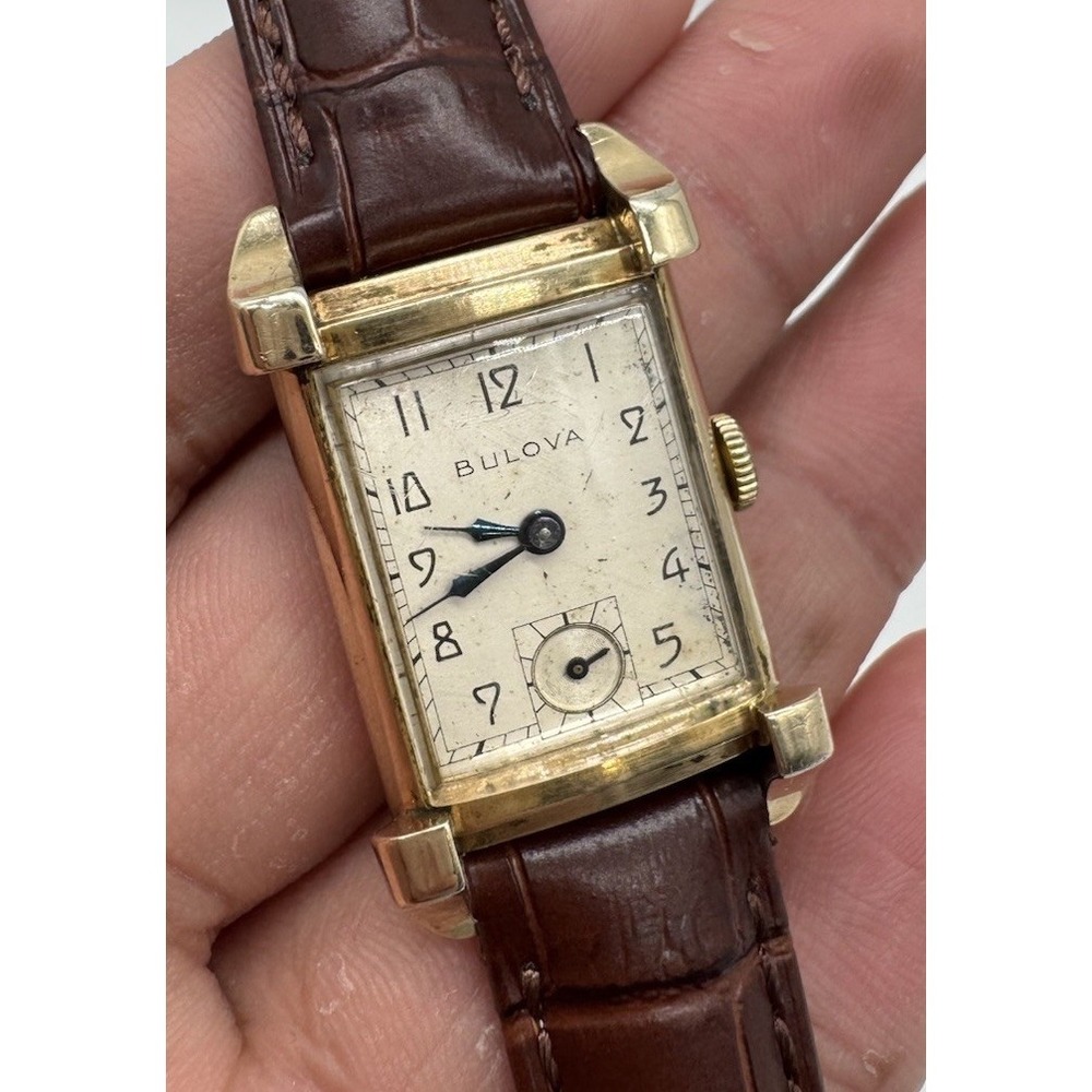 Vintage BULOVA Excellency Gold Filled Manual Wind Sub second Men's Tank Watch